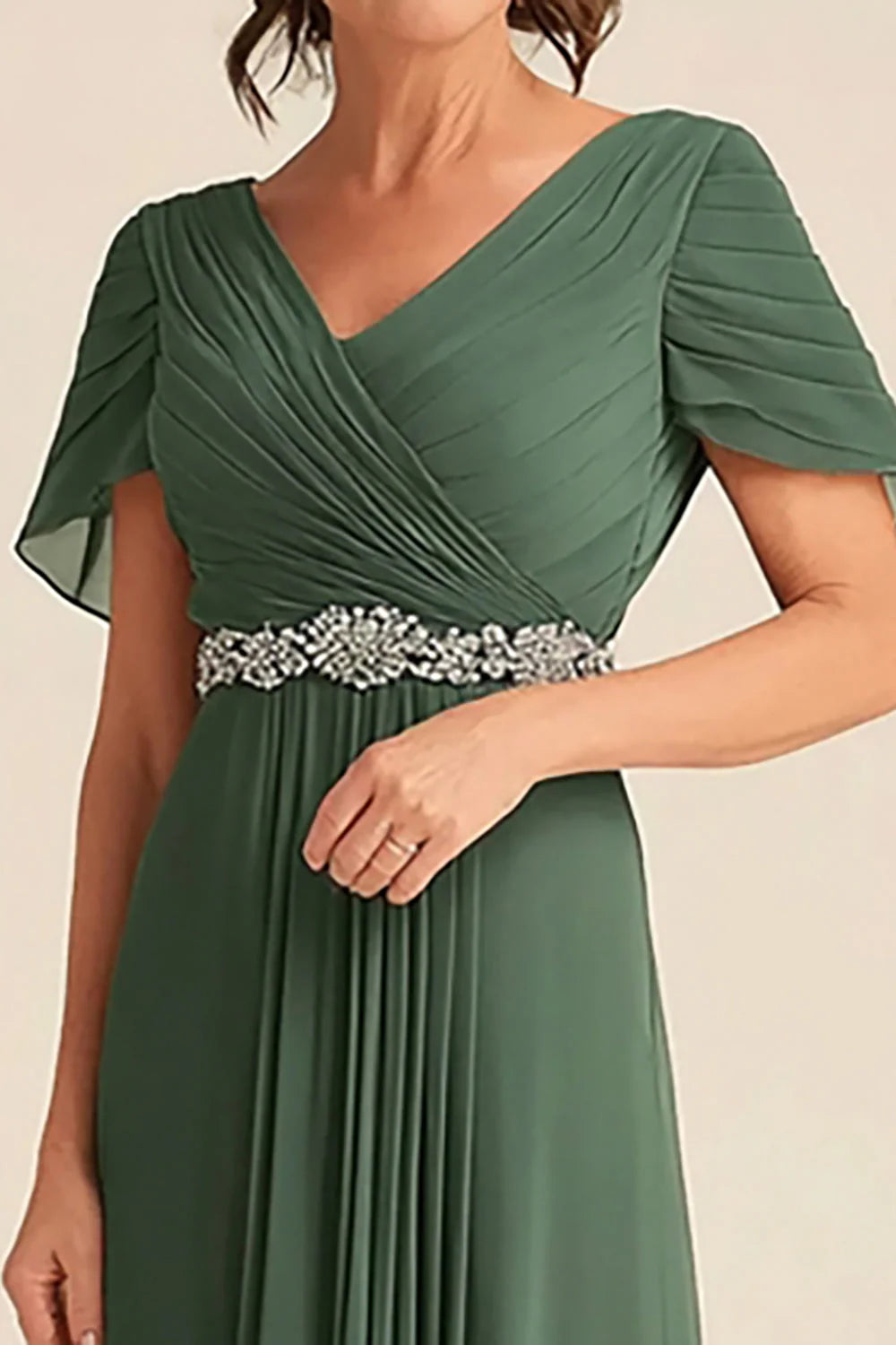 Elegant Eucalyptus A Line Ruched Full Of Charm Mother of Bride Dress